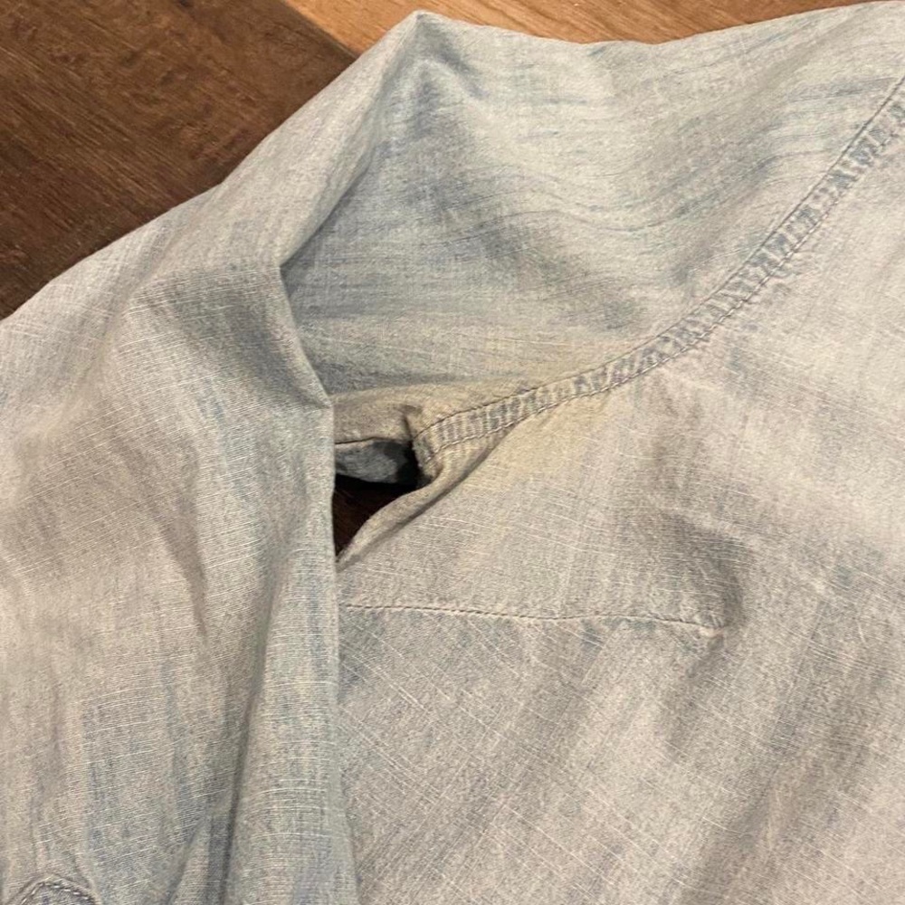 Gap Lightweight Denim Partial Button Down Shirt - image 2